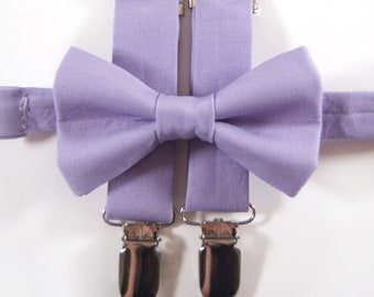 Dusty Lavender bow tie & suspenders, purple suspenders, purple bow tie, ring bearer outfit, boys bow tie, toddler suspenders, lilac bow tie