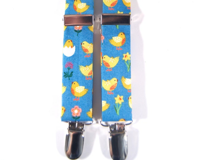 Easter Bow Tie Cognac Buckle Suspenders Set- Garden Easter Bunny