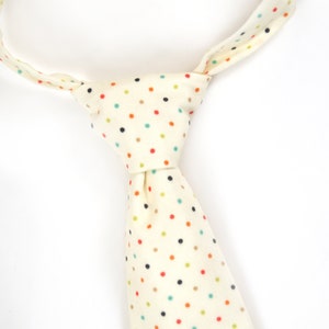 Ivory Dots tie, polka dot necktie, polka dot tie, boy&#39;s polka dot tie, boy&#39;s dotted tie, ivory tie, ivory necktie, toddler tie, baby tie