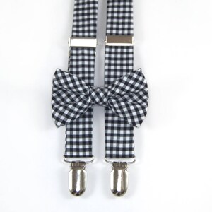 Black Gingham Bow Tie & Suspenders Set, black gingham, black check suspenders, black suspenders, men&#39;s suspenders, boy&#39;s suspenders, braces