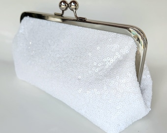 White sequin clutch, white sequin purse, bridal sequin clutch, bridesmaid clutch, bridal sequin purse, wedding handbag, wedding sequin purse