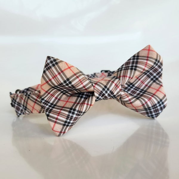 Plaid Bow tie, Tan red black plaid, autumn plaid bow tie, plaid boys bow tie, plaid men's bow tie, men's bow tie, kid's bow tie, bow tie