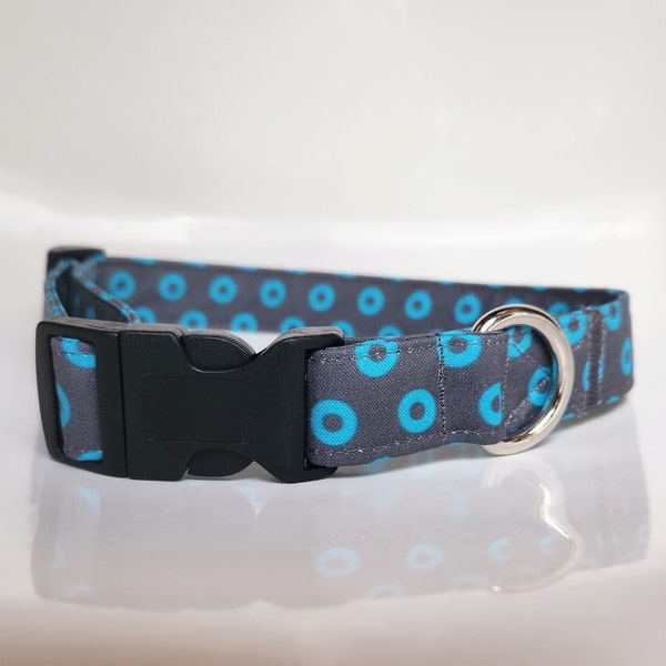 Collar de perro fishman, collar de donuts fishman, collar de perro phish, collar de gato phish, collar de perro morado aqua, collar de perro aqua, collar de phish aqua