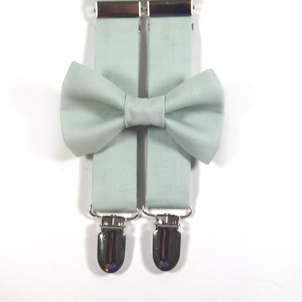 Sage bow tie & suspenders, sage green suspenders, sage bow tie, ring bearer outfit, sage wedding, sage green bow tie, seafoam bow tie, sage