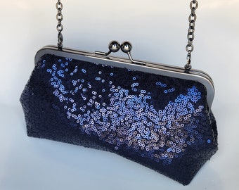 Navy Blue sequin clutch, navy blue sequin purse, navy and gold clutch, bridesmaid clutch, navy and gold wedding, navy clutch, sequin clutch