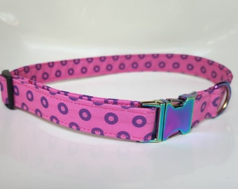 Fishman dog collar, fishman donuts collar, phish dog collar, phish cat collar, pink purple dog collar, pink dog collar, Pink phish collar