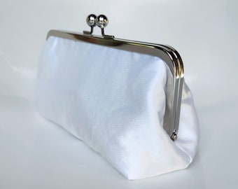 Clutch de satén blanco, clutch de satén, clutch blanco, clutch de boda, bolso de boda, bolso de dama de honor, clutch de dama de honor, bolso de novia, clutch