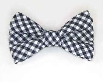 Black Gingham Bow tie, black check bow tie, black and white bow tie, boy's bow tie, black plaid bow tie, plaid bow tie, gingham bow tie, tie