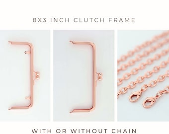 8 x 3 Rose Gold Clutch Frame, Clutch frame, purse frame, Rose Gold purse frame, 8 x 3 clutch frame, kisslock frame, 8 inch clutch frame