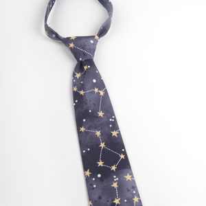 Constellation tie, grey tie, pre tied necktie, boys tie, toddler tie, baby tie, stars tie, constellation necktie, grey stars necktie, gray