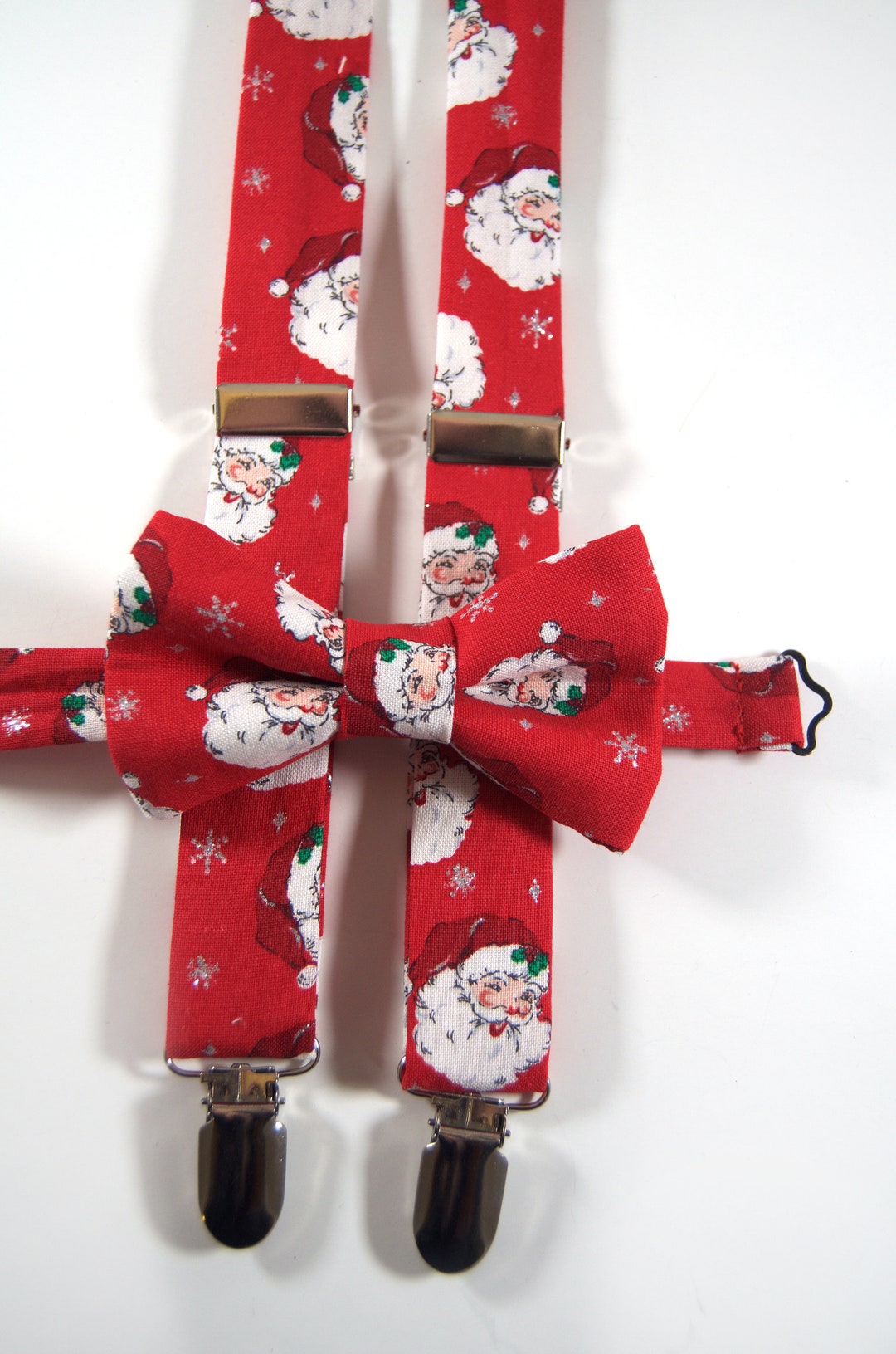 Santa Bow Tie and Suspenders, Christmas Bow Tie, Christmas Suspenders