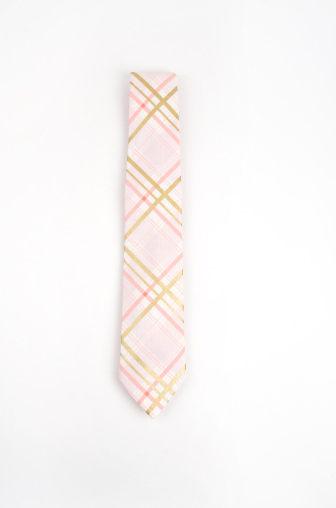 Mens Necktie pink plaid tie pink and gold tie pink Etsy