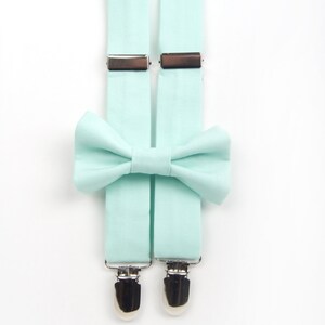 Mint bow tie & suspenders, mint suspenders, mint green bow tie, ring bearer outfit, mint wedding, boys mint bow tie, toddler suspenders