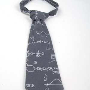Grey Math Necktie, kid&#39;s math tie, boy&#39;s math tie, science tie, science necktie, chemistry necktie, boy&#39;s math tie, boy&#39;s science tie, grey