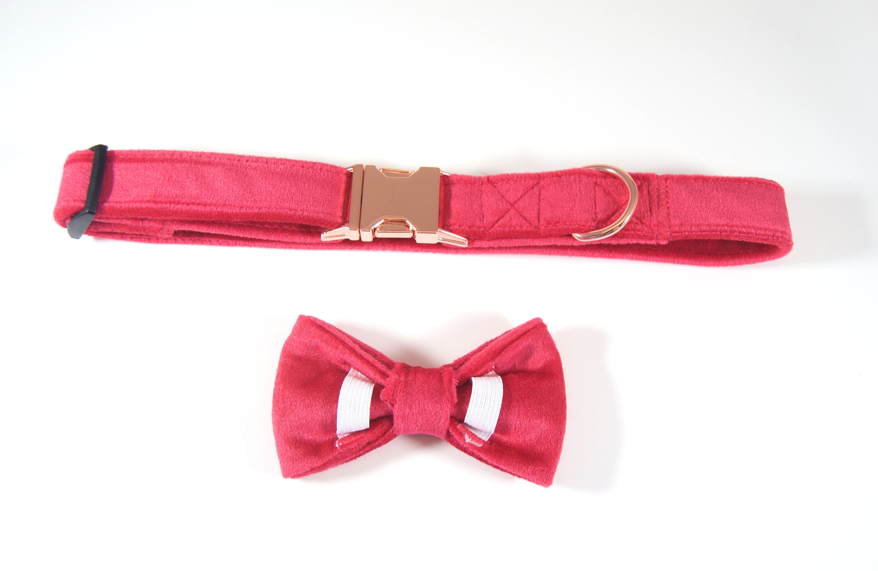 Hot Pink Velvet Collar with bow tie dog collar bow tie cat Etsy