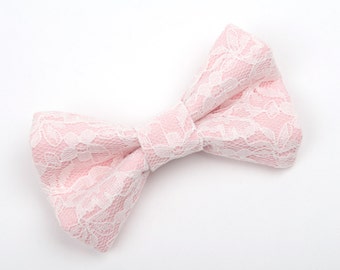 Pink lace bow tie, pink bow tie, Lace bow tie, ring bearer outfit, boys bow tie, toddler bow tie, men's bow tie, rustic wedding, pink & lace