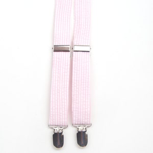 Light Pink Seersucker Suspenders, pink stripe suspenders, adult suspenders, boys suspenders, kids suspenders, boys braces, pink braces