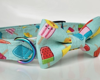 Popsicles Collar with bow tie, dog collar bow tie, cat collar bow tie, summer dog collar, summer cat collar, summer dog bow tie, dog collar