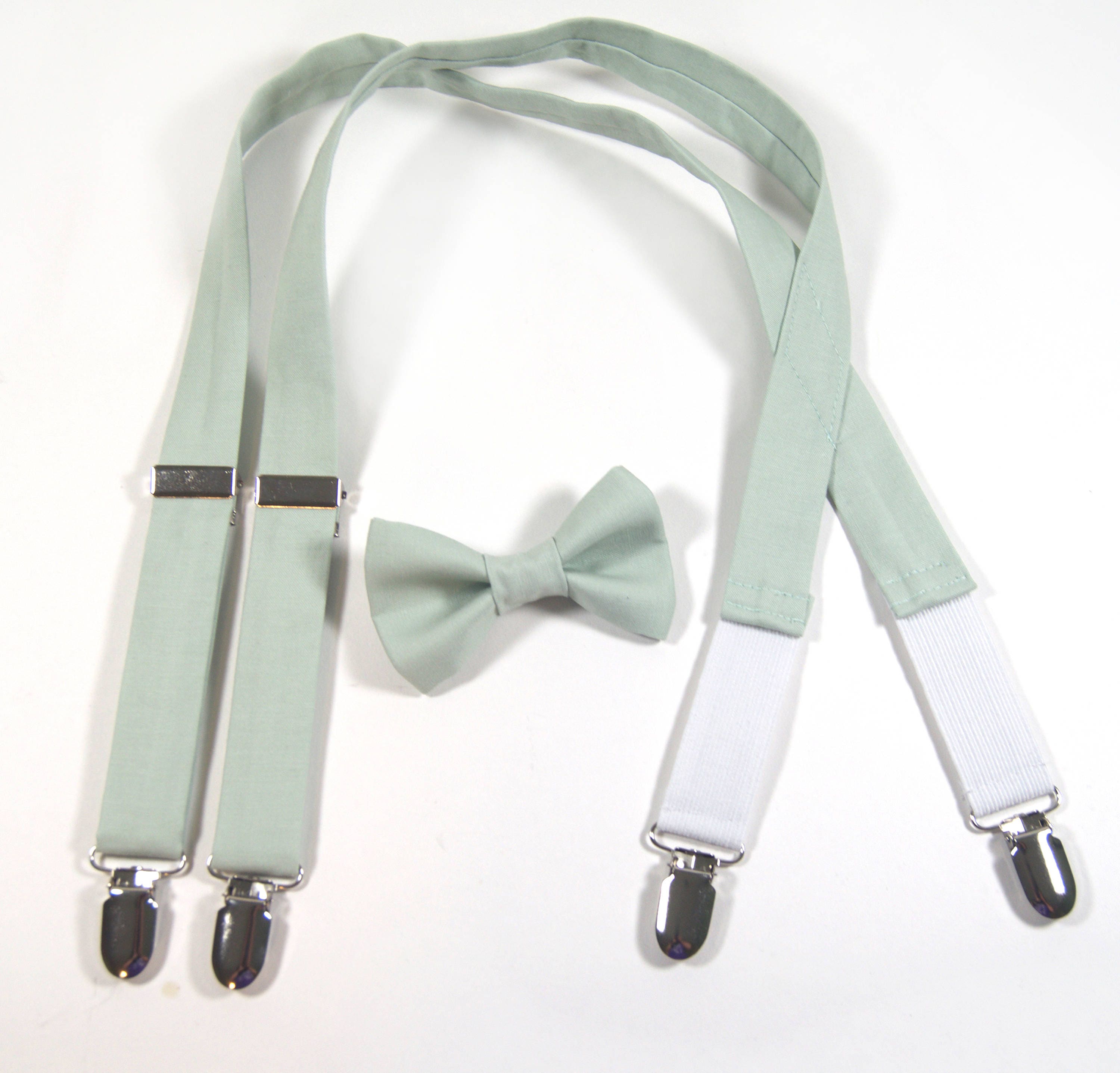 Sage bow tie & suspenders sage green suspenders sage bow Etsy
