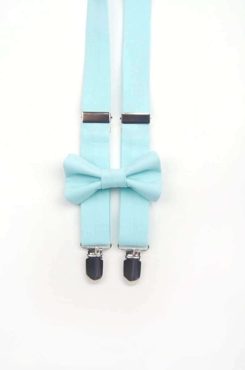 Robin/'s Egg Blue bow tie /& suspenders toddler suspenders boys blue bow tie blue bow tie blue braces ring bearer outfit