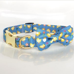 easter Dog collar, Dog collar with bow tie, easter cat collar, chicks collar, blue easter collar, easter dog bow tie, easter cat bow tie