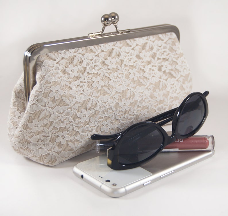 ivory lace clutch