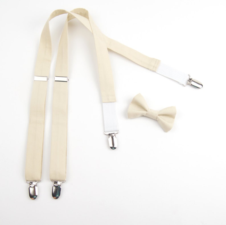 Champagne Bow Tie & Suspenders Set cream suspenders cream Etsy
