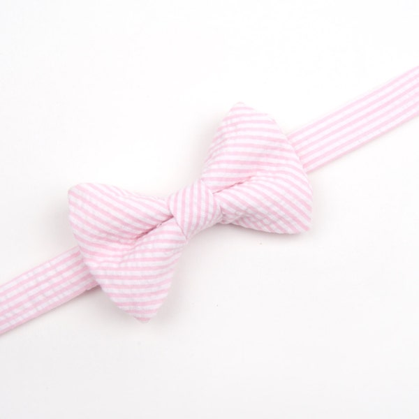 Light Pink Seersucker Bow Tie, boys bow tie, adult bow tie, men's bow tie, toddler bow tie, pink stripe bow tie, pink and white bow tie, kid