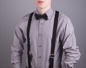 Black Suspenders & Bow tie set, adult bow tie