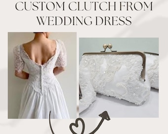 Custom clutch purse made from wedding dress, convert your wedding dress to a clutch purse, custom wedding clutch, custom wedding purse
