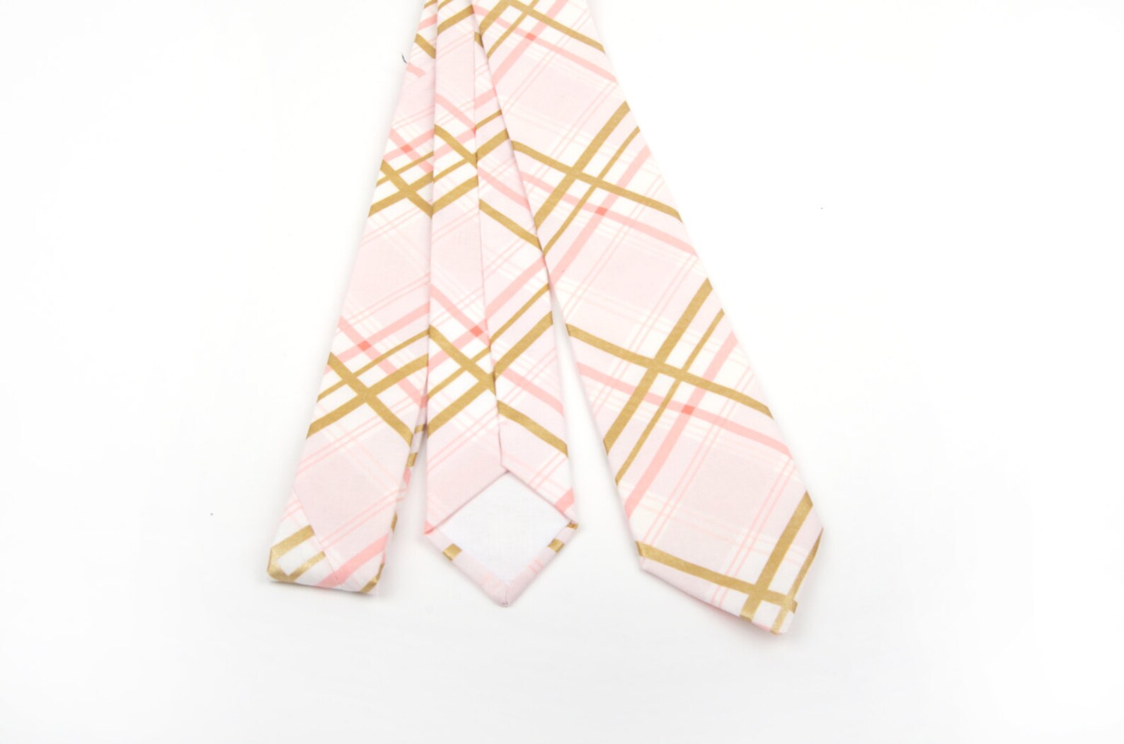 Mens Necktie pink plaid tie pink and gold tie pink Etsy