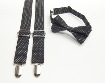Vintage L'aiglon Black Suspenders Elastic Gold Tone Hardware