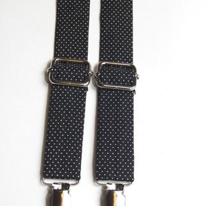 Black Polka Dot Suspenders, black suspenders, black braces, boy&#39;s suspenders, men&#39;s suspenders, black dot braces, men&#39;s accessories, black