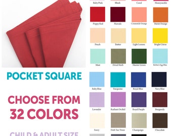 Choose your color pocket square, men's pocket square, child's pocket square, men's handkerchief, adult handkerchief, boy's handkerchief