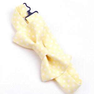 Yellow Polka Dot Bow Tie, boy's yellow bow tie, men's yellow bow tie, yellow polka dot, lemon bow tie, kid's bow tie, baby bow tie, yellow image 3