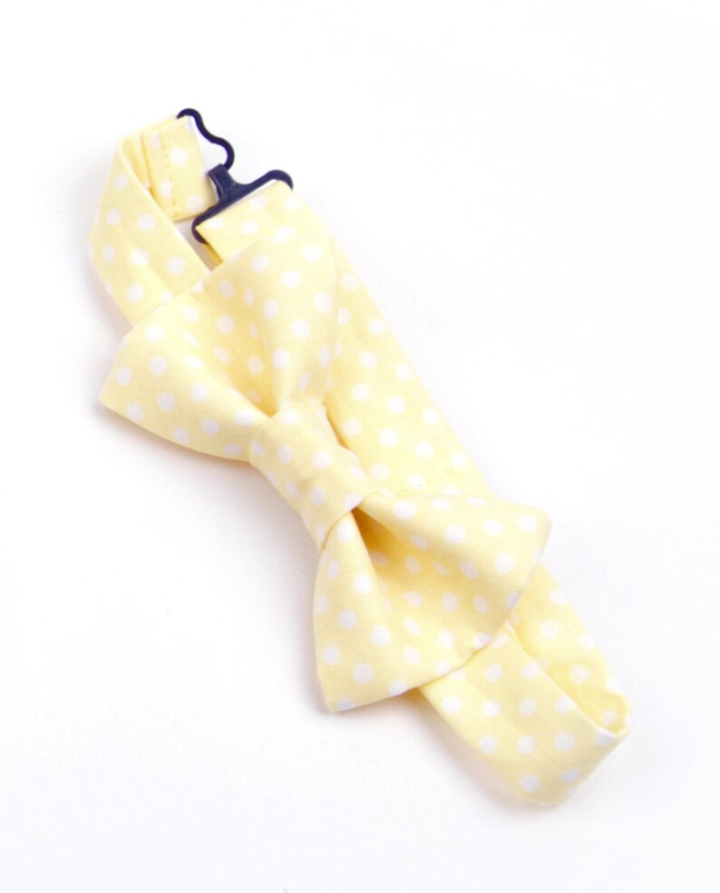 Yellow Polka Dot Bow Tie, boy's yellow bow tie, men's yellow bow tie, yellow polka dot, lemon bow tie, kid's bow tie, baby bow tie, yellow image 3