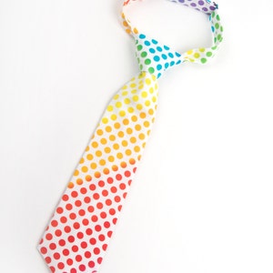 Rainbow dot tie, pre tied boys tie, rainbow baby tie, rainbow toddler tie, pride tie, rainbow necktie, boys rainbow tie, pre-tied necktie