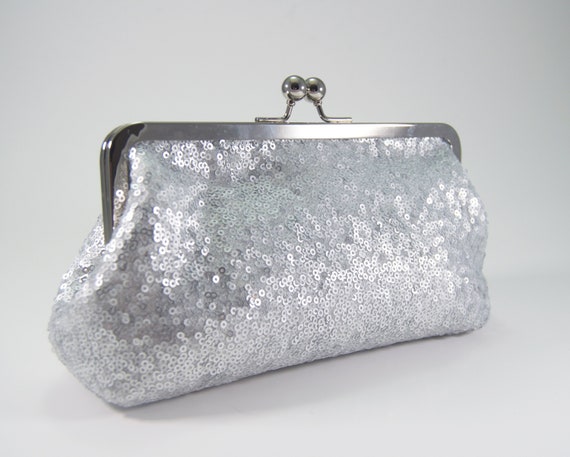 SEQUIN POUCH BAG SILVER SEQUIN POUCH BAG SILVER