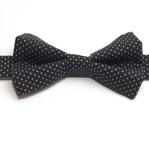 Black Polka Dot Bow Tie, black tie, boy&#39;s bow tie, men&#39;s bow tie, pre-tied bow tie, black dot bow tie, kid&#39;s bow tie, men&#39;s black tie, dot
