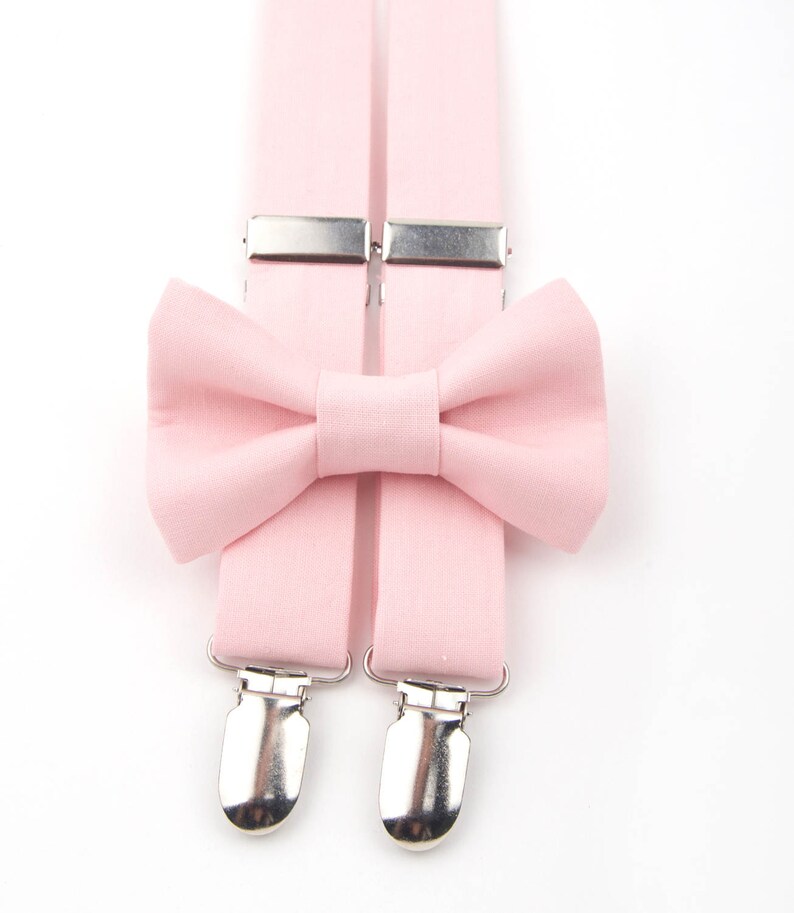 Pink Bow Tie & Suspenders Set Light Pink Suspenders Light Etsy