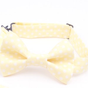 Yellow Polka Dot Bow Tie, boy's yellow bow tie, men's yellow bow tie, yellow polka dot, lemon bow tie, kid's bow tie, baby bow tie, yellow image 1