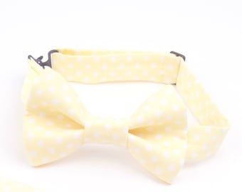 Yellow Polka Dot Bow Tie, boy's yellow bow tie, men's yellow bow tie, yellow polka dot, lemon bow tie, kid's bow tie, baby bow tie, yellow