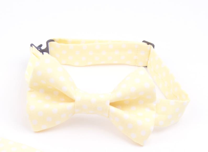 Yellow Polka Dot Bow Tie, boy's yellow bow tie, men's yellow bow tie, yellow polka dot, lemon bow tie, kid's bow tie, baby bow tie, yellow image 1