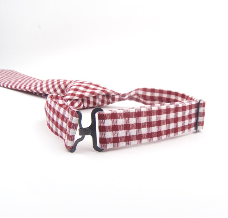 gingham tie kid/'s tie burgundy check tie burgundy tie Burgundy Gingham tie wine gingham tie boy/'s pre-tied tie dark red gingham tie