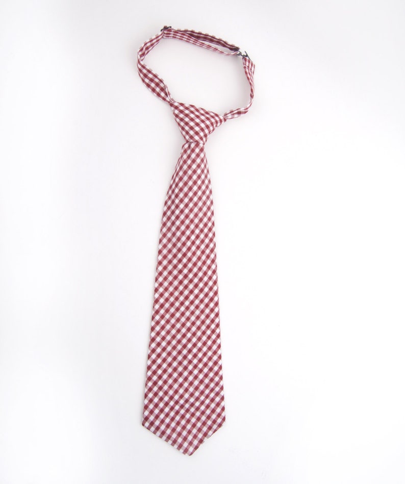 gingham tie kid/'s tie burgundy check tie burgundy tie Burgundy Gingham tie wine gingham tie boy/'s pre-tied tie dark red gingham tie