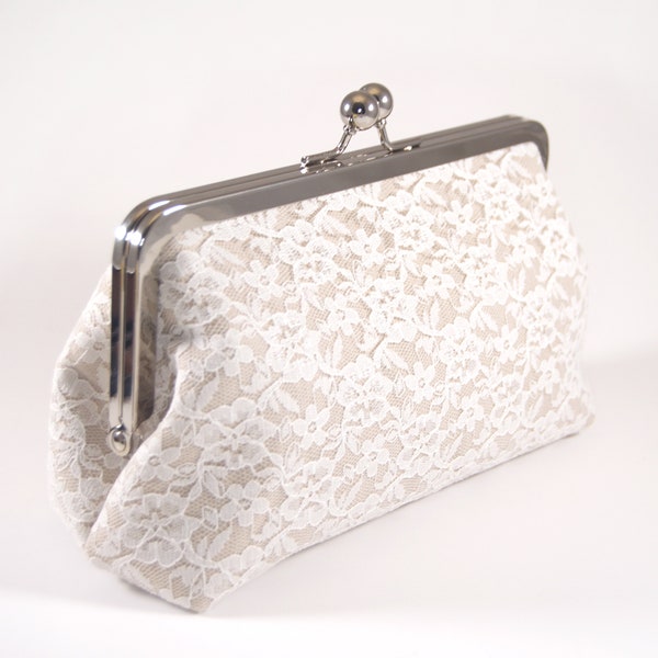Champagne Lace Clutch, lace clutch, ivory lace clutch, wedding clutch, wedding purse, bridesmaid purse, bridesmaid clutch, lace handbag