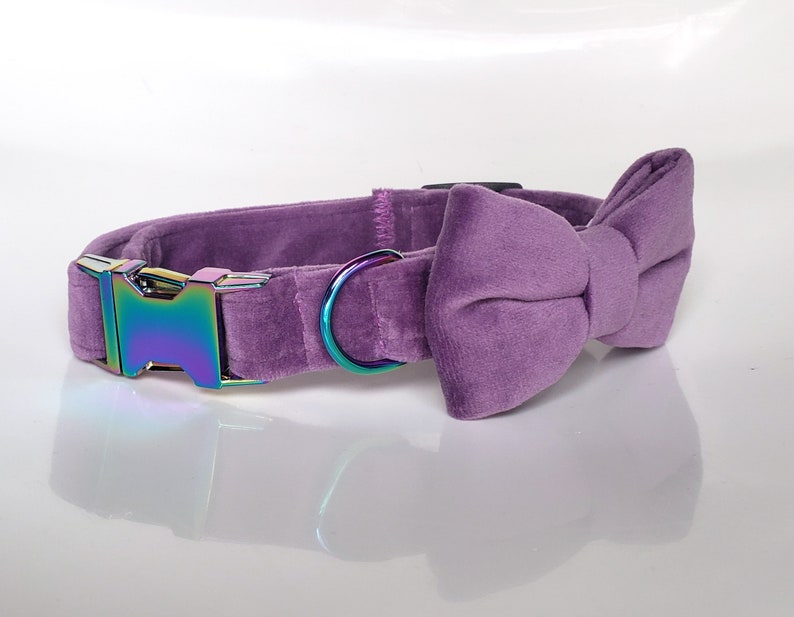Purple Velvet Collar with bow tie dog collar bow tie cat Etsy