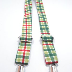 Christmas suspenders, plaid suspenders, red and green plaid suspenders, christmas braces, boy&#39;s suspenders, men&#39;s suspenders, plaid braces