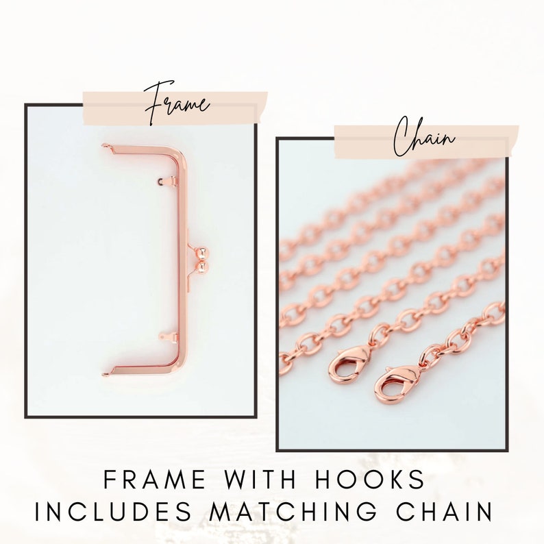 8 x 3 Rose Gold Clutch Frame, Clutch frame, purse frame, Rose Gold purse frame, 8 x 3 clutch frame, kisslock frame, 8 inch clutch frame image 2