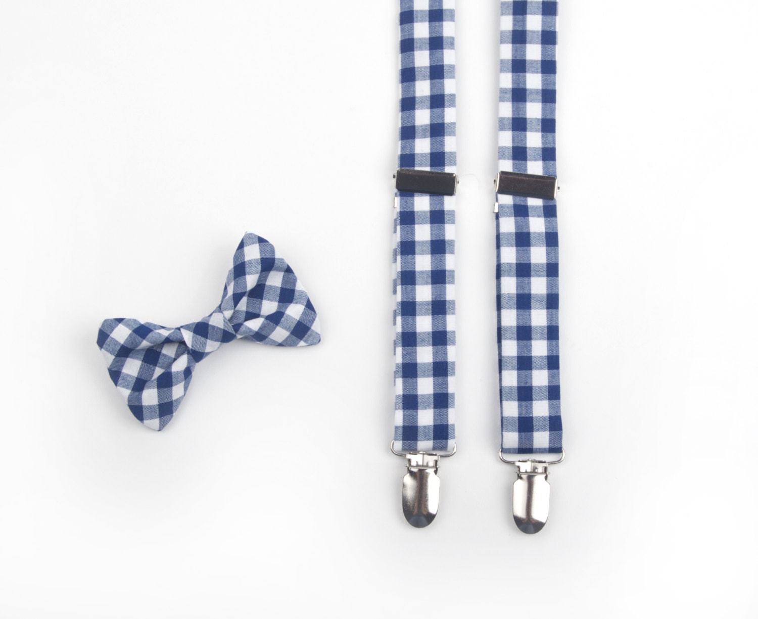 Navy Gingham Bow Tie & Suspenders, ring bearer outfit, rustic wedding…